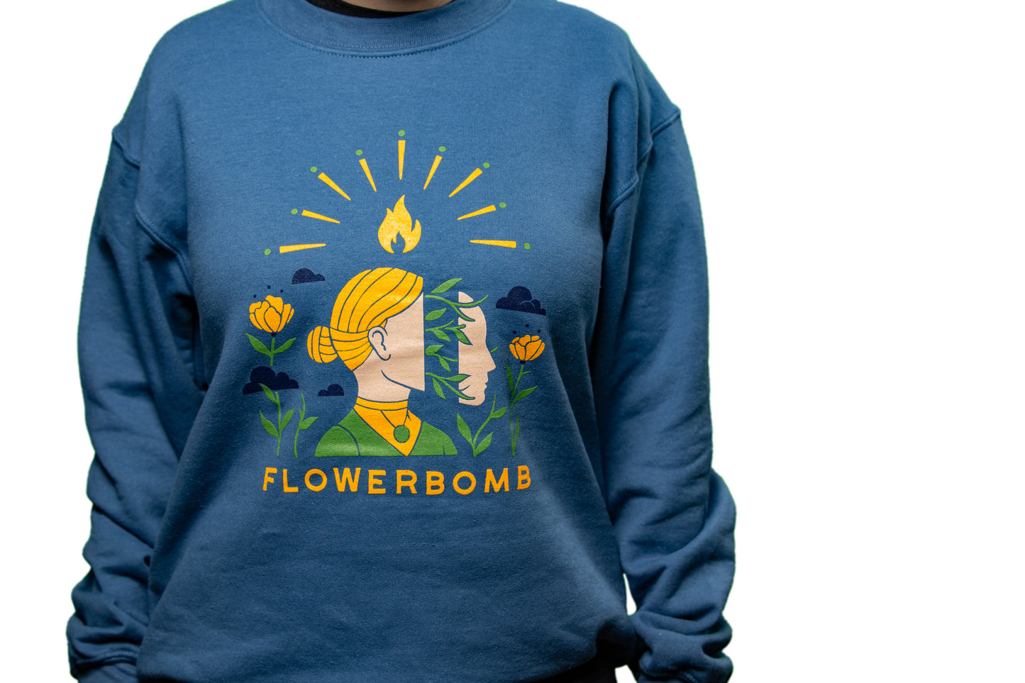 Blue Split Face Crewneck